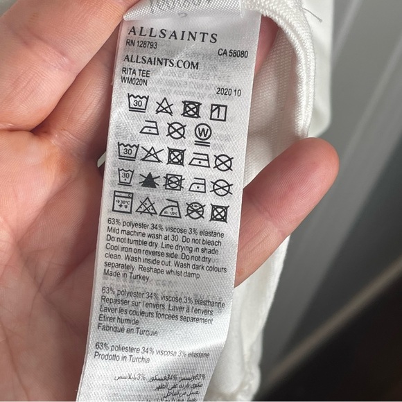 Allsaints Rita Tee in White Lagenlook Contemporary Classic Oversized S - Picture 8 of 9